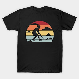 Vintage Retro Hockey Girl T-Shirt